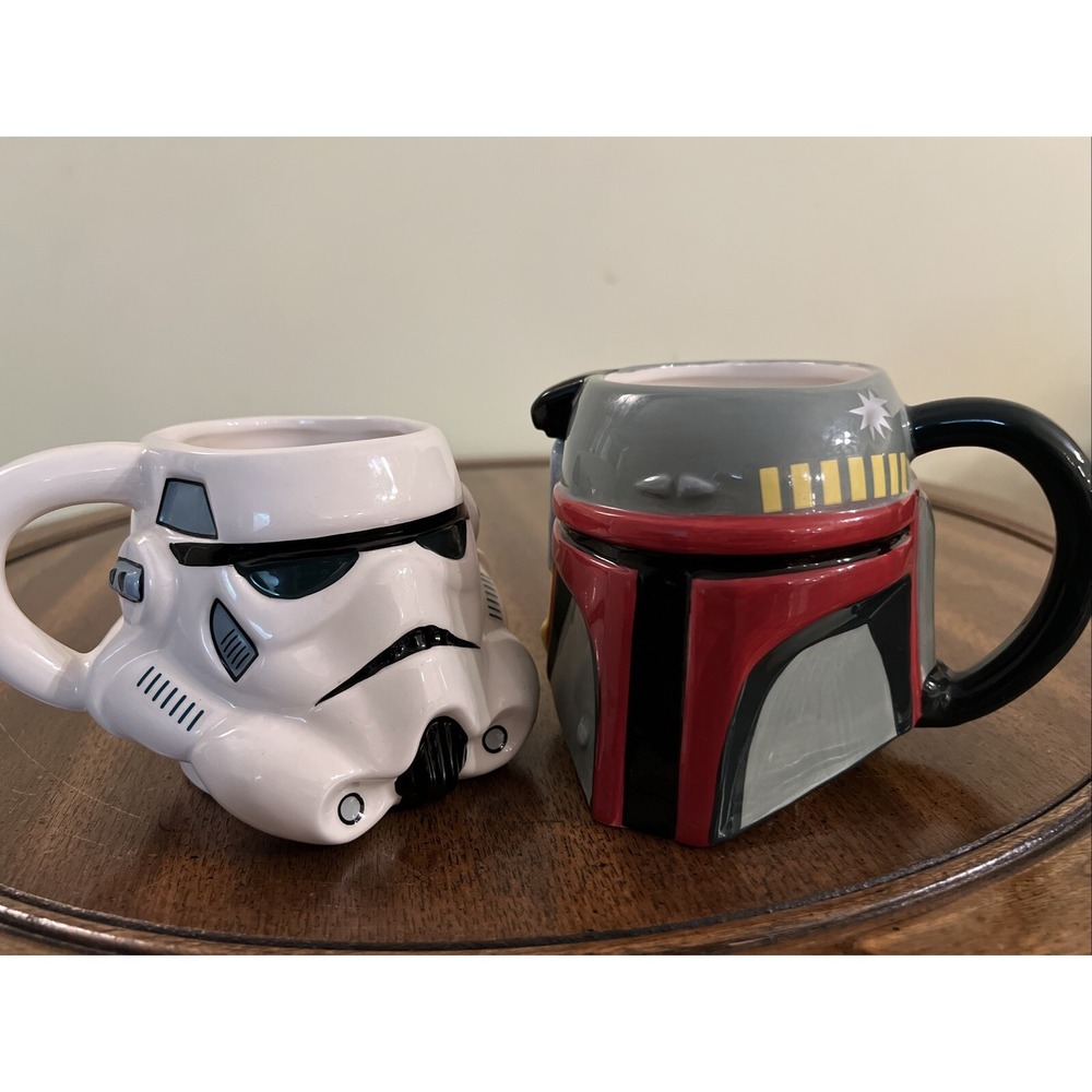 Two Star Wars Coffee Cup/Mug 4x4" approx. Storm Trooper And Boba Fett